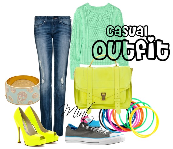 mint outfit casual proenza bag